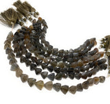 8" Gray Brown Moonstone Gemstone Beads, Gray Moonstone Trillion Shape Briolette Beads, Wholesale Bulk Beads, 8mm-10mm