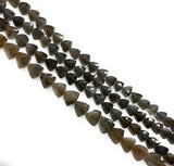 8" Gray Brown Moonstone Gemstone Beads, Gray Moonstone Trillion Shape Briolette Beads, Wholesale Bulk Beads, 8mm-10mm