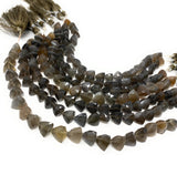 8" Gray Brown Moonstone Gemstone Beads, Gray Moonstone Trillion Shape Briolette Beads, Wholesale Bulk Beads, 8mm-10mm