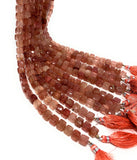 Strawberry Quartz Gemstone Beads Cube Shape, Jewelry Supplies for Jewelry Making, Wholesale Bulk Beads, 7-8mm, 8" Strand