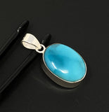 Natural Sleeping Beauty Turquoise Pendant, Sterling Silver Turquoise Gemstone Pendant, Bohemian Jewelry, 36x17mm