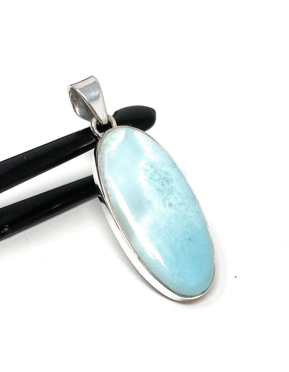 Larimar Pendant, Gemstone Pendant, Sterling Silver Pendant, Bohemian Jewelry, Natural Gemstone Pendant, 49.35 X 18.5mm