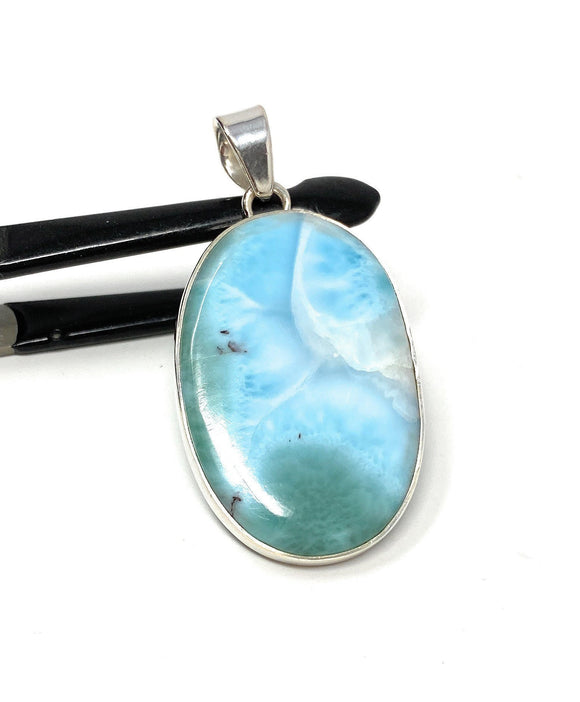 Larimar Pendant, Gemstone Pendant, Sterling Silver Pendant, Bohemian Jewelry, Natural Gemstone Pendant, 49.6 X 26mm