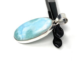 Larimar Pendant, Gemstone Pendant, Sterling Silver Pendant, Bohemian Jewelry, Natural Gemstone Pendant, 48.25 X 19.5mm