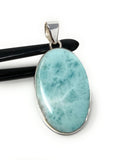 Larimar Pendant, Gemstone Pendant, Sterling Silver Pendant, Bohemian Jewelry, Natural Gemstone Pendant, 50mm X 24.35mm