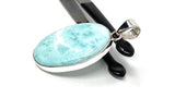 Larimar Pendant, Gemstone Pendant, Sterling Silver Pendant, Bohemian Jewelry, Natural Gemstone Pendant, 50mm X 24.35mm