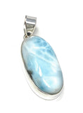 Larimar Pendant, Gemstone Pendant, Sterling Silver Pendant, Bohemian Jewelry, Natural Gemstone Pendant, 47mm X 17mm