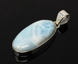 Larimar Pendant, Gemstone Pendant, Sterling Silver Pendant, Bohemian Jewelry, Natural Gemstone Pendant, 47mm X 17mm