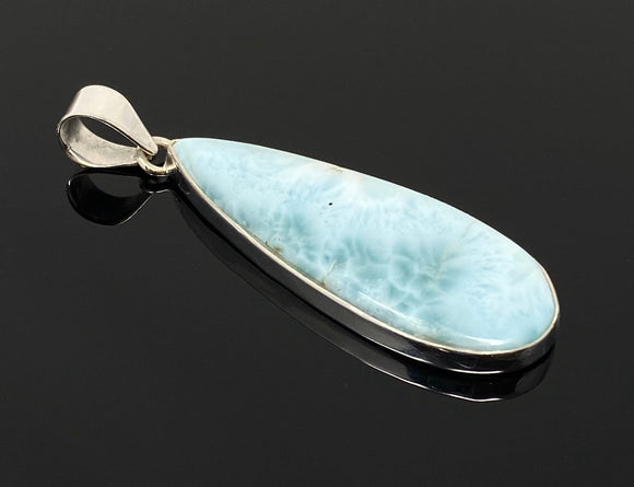 Larimar Pendant, Gemstone Pendant, Bohemian Jewelry, Sterling Silver Pendant, Natural Gemstone Pendant, 64.25mm X 18.75mm
