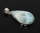 Larimar Pendant, Gemstone Pendant, Bohemian Jewelry, Sterling Silver Pendant, Natural Gemstone Pendant, 54.75mm X 26.75mm
