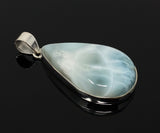 Larimar Pendant, Gemstone Pendant, Bohemian Jewelry, Sterling Silver Pendant, Natural Gemstone Pendant, 54.75mm X 26.75mm