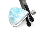 Larimar Pendant, Gemstone Pendant, Bohemian Jewelry, Sterling Silver Pendant, Natural Gemstone Pendant, 48mm X 38mm