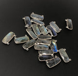 3 Pcs Labradorite Gemstone Connector, Sterling Silver Bar Connectors, Large DIY Jewelry Making Connector Charms , 28.5mmx13mm