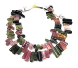 Natural Tourmaline Side Drilled Stick Beads, Gemstone Beads, Natural Tourmaline Beads, AAA+ Quality Wholesale Bulk Beads, 8" Strand
