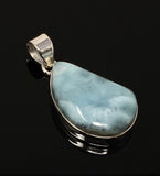 Larimar Pendant, Gemstone Pendant, Bohemian Jewelry, Sterling Silver Pendant, Natural Gemstone Pendant, 43mm X 21mm