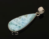 Larimar Pendant, Gemstone Pendant, Bohemian Jewelry, Sterling Silver Pendant, Natural Gemstone Pendant, 53mm x 19.5mm