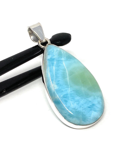 Larimar Pendant, Gemstone Pendant, Bohemian Jewelry, Sterling Silver Pendant, Natural Gemstone Pendant, 52.5mm x 23mm