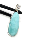 Larimar Pendant, Gemstone Pendant, Bohemian Jewelry, Sterling Silver Pendant, Natural Gemstone Pendant, 53mm X 18mm