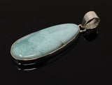Larimar Pendant, Gemstone Pendant, Bohemian Jewelry, Sterling Silver Pendant, Natural Gemstone Pendant, 53mm X 18mm