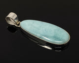 Larimar Pendant, Gemstone Pendant, Bohemian Jewelry, Sterling Silver Pendant, Natural Gemstone Pendant, 53mm X 18mm