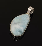 Larimar Pendant, Gemstone Pendant, Bohemian Jewelry, Sterling Silver Pendant, Natural Gemstone Pendant, 47.3mm X 19.35mm