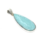 Larimar Pendant, Gemstone Pendant, Bohemian Jewelry, Sterling Silver Pendant, Natural Gemstone Pendant, 59Mm x 22mm
