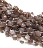 Natural Chocolate Moonstone Beads - Side Drilled, Gemstone Beads, Jewelry Supplies for Jewelry Making, Wholesale Beads, 8"Strand