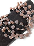 Natural Chocolate Moonstone Beads - Side Drilled, Gemstone Beads, Jewelry Supplies for Jewelry Making, Wholesale Beads, 8"Strand