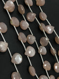 Natural Chocolate Moonstone Beads - Side Drilled, Gemstone Beads, Jewelry Supplies for Jewelry Making, Wholesale Beads, 8"Strand