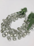 Green Amethyst Gemstone Beads, Prasiolite Beads, Natural Green Amethyst Briolette Beads, Bulk Wholesale Gemstone Beads, 8" Strand