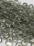 Green Amethyst Gemstone Beads, Prasiolite Beads, Natural Green Amethyst Briolette Beads, Bulk Wholesale Gemstone Beads, 8" Strand