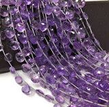 Natural Amethyst Gemstone Beads, Amethyst Briolette Beads, Jewelry Supplies for Jewelry Making, Bulk Wholesale Beads, 8" Strand