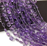 Natural Amethyst Gemstone Beads, Amethyst Briolette Beads, Jewelry Supplies for Jewelry Making, Bulk Wholesale Beads, 8" Strand