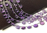 Natural Amethyst Gemstone Beads, Amethyst Briolette Beads, Jewelry Supplies for Jewelry Making, Bulk Wholesale Beads, 8" Strand