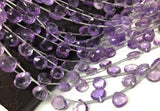 Natural Amethyst Gemstone Beads, Amethyst Briolette Beads, Jewelry Supplies for Jewelry Making, Bulk Wholesale Beads, 8" Strand