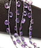 Natural Amethyst Gemstone Beads, Amethyst Briolette Beads, Jewelry Supplies for Jewelry Making, Bulk Wholesale Beads, 8" Strand