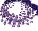 Natural Amethyst Gemstone Beads, Amethyst Briolette Beads, Jewelry Supplies for Jewelry Making, Bulk Wholesale Beads, 8" Strand