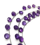Natural Amethyst Gemstone Beads, Amethyst Briolette Beads, Jewelry Supplies for Jewelry Making, Bulk Wholesale Beads, 8" Strand