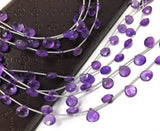 Natural Amethyst Gemstone Beads, Amethyst Briolette Beads, Jewelry Supplies for Jewelry Making, Bulk Wholesale Beads, 8" Strand