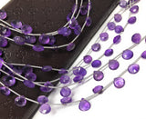 Natural Amethyst Gemstone Beads, Amethyst Briolette Beads, Jewelry Supplies for Jewelry Making, Bulk Wholesale Beads, 8" Strand