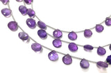 Natural Amethyst Gemstone Beads, Amethyst Briolette Beads, Jewelry Supplies for Jewelry Making, Bulk Wholesale Beads, 8" Strand