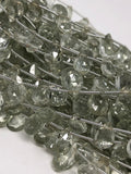 Green Amethyst Gemstone Beads, Prasiolite Beads, Natural Green Amethyst Briolette Beads, Bulk Wholesale Gemstone Beads, 8" Strand