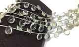 Green Amethyst Gemstone Beads, Prasiolite Beads, Natural Green Amethyst Briolette Beads, Bulk Wholesale Gemstone Beads, 8" Strand