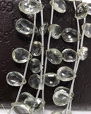 Green Amethyst Gemstone Beads, Prasiolite Beads, Natural Green Amethyst Briolette Beads, Bulk Wholesale Gemstone Beads, 8" Strand