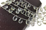 Green Amethyst Gemstone Beads, Prasiolite Beads, Natural Green Amethyst Briolette Beads, Bulk Wholesale Gemstone Beads, 8" Strand
