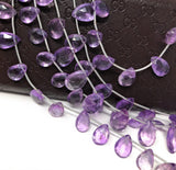 Natural Amethyst Gemstone Beads, Amethyst Briolette Beads, Jewelry Supplies for Jewelry Making, Bulk Wholesale Beads, 8" Strand