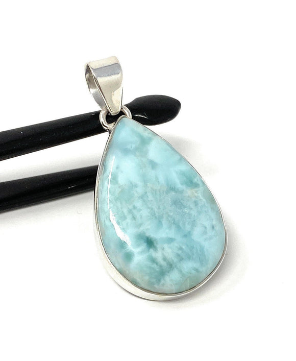 Larimar Pendant, Gemstone Pendant, Bohemian Jewelry, Sterling Silver Pendant, Natural Gemstone Pendant, 45mm x 23mm