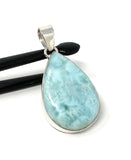 Larimar Pendant, Gemstone Pendant, Bohemian Jewelry, Sterling Silver Pendant, Natural Gemstone Pendant, 45mm x 23mm