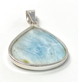Larimar Pendant, Gemstone Pendant, Bohemian Jewelry, Sterling Silver Pendant, Natural Gemstone Pendant, 44mm x 33.35mm