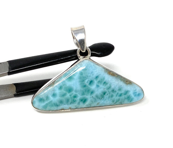 Larimar Pendant, Gemstone Pendant, Bohemian Jewelry, Sterling Silver Pendant, Natural Gemstone Pendant, 34mm X 46.45mm